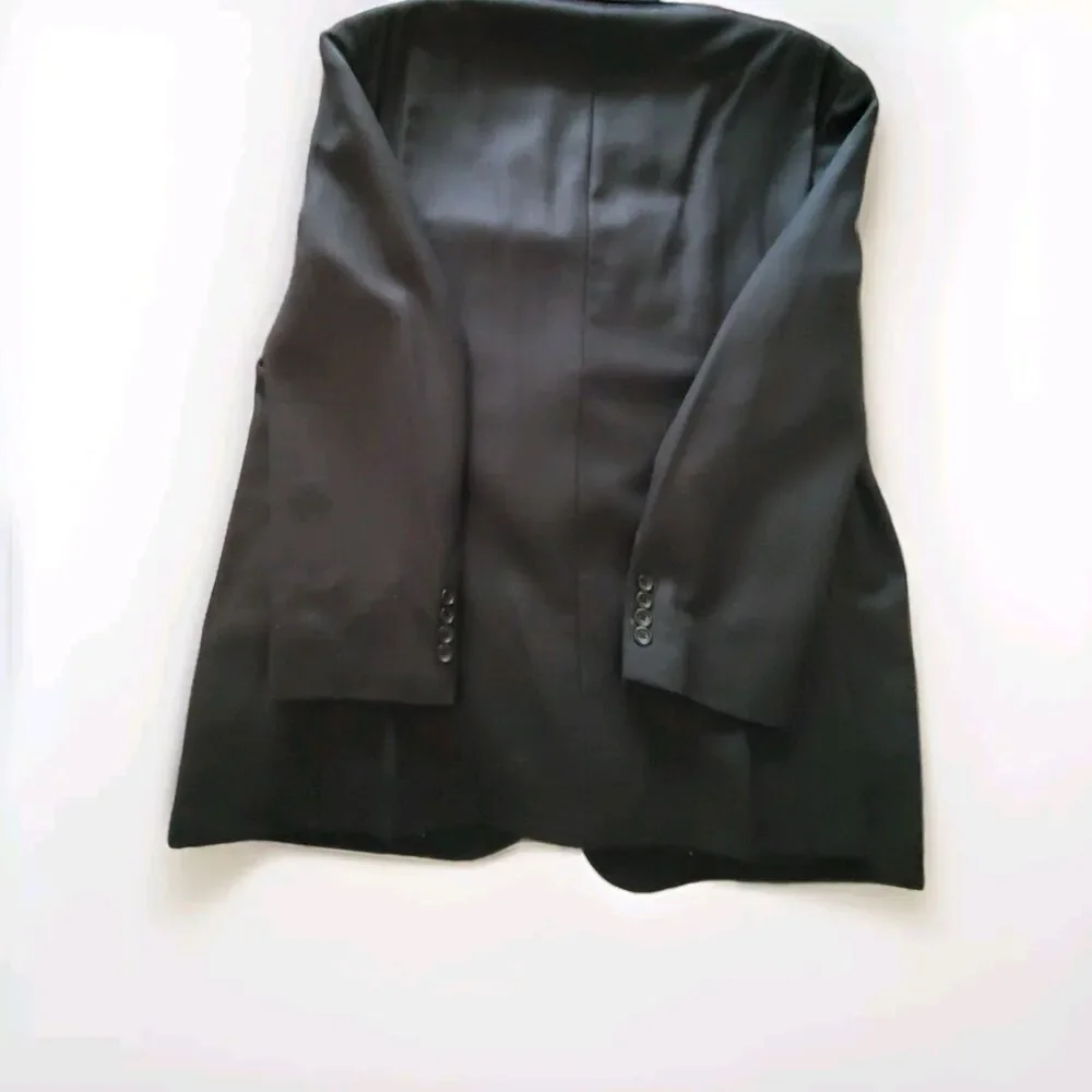 Vintage Pronto Uomo Platinum Mens 48L Black 100% Wool Blazer Sport Coat Jacket